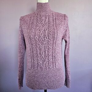 Pendleton Vintage Pink Merino Wool Cashmere Blend Cableknit Turtleneck Sweater
